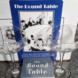 The Round Table Algonquin Cocktail Glasses Set of 2 With Coaster In Original Box