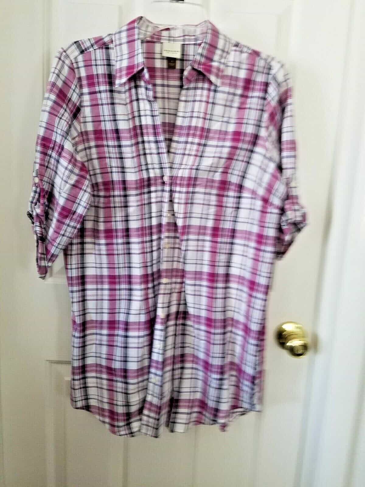 Women's Sonoma Brand Plaid Top With Matching Tank Top Size Small