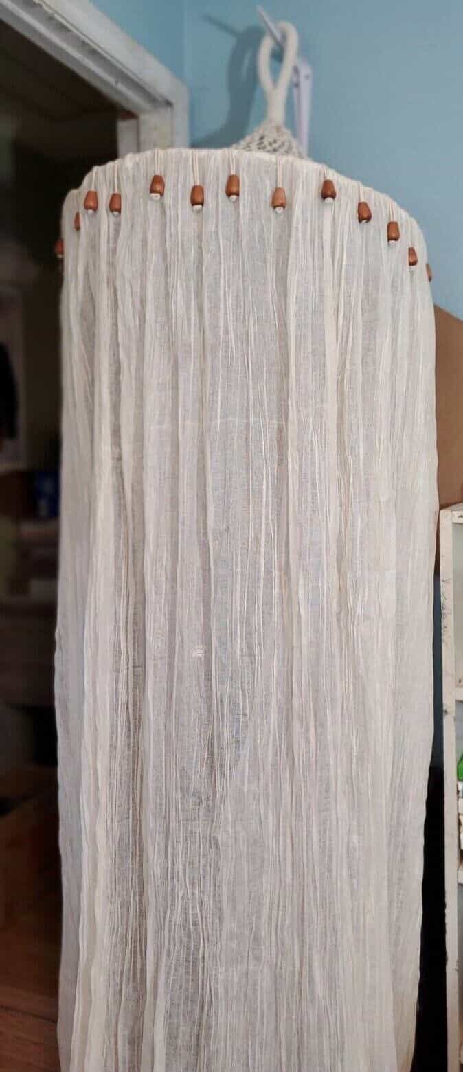 World Market Bed Canopy Beaded Boho Sheer Panel Cotton Macrame