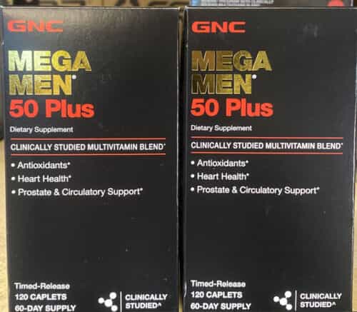 2X GNC Mega Men 50 Plus 120 Cap Antioxidants Heart Health Prostate  FRESH DATES