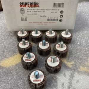 3 Superior 10161 Flap Wheel Mandrel 1″ x 5/8″ x 1/4″-20 Aluminum Oxide P80