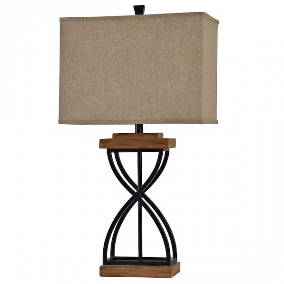 stylecraft-l311439ds-31-in-black-wood-table-lamp-with-beige-hardback-fabric-shade
