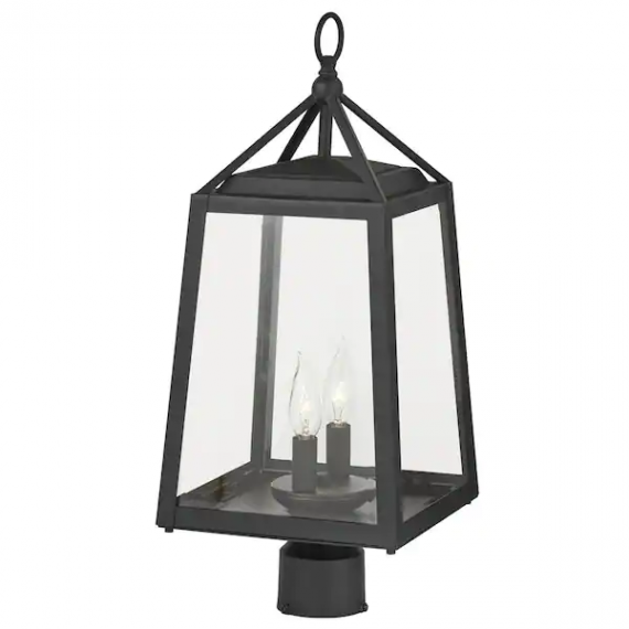 home-decorators-collection-pt-19905-blakeley-transitional-2-light-black-outdoor-post-mount-lantern-with-beveled-glass