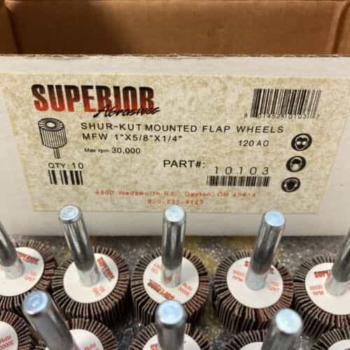 lot-of-10-superior-10103-flap-wheel-mounted-1-x-5-8-x-1-4-p120-ao