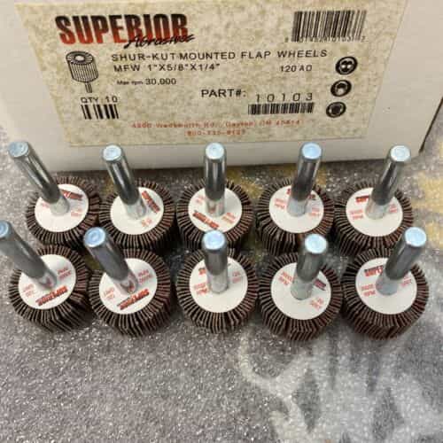 lot-of-10-superior-10103-flap-wheel-mounted-1-x-5-8-x-1-4-p120-ao