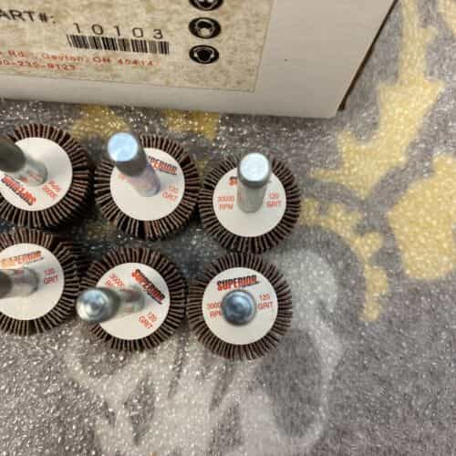 lot-of-10-superior-10103-flap-wheel-mounted-1-x-5-8-x-1-4-p120-ao