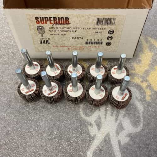 lot-of-10-superior-10103-flap-wheel-mounted-1-x-5-8-x-1-4-p120-ao
