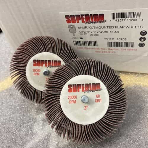 lot-of-2-superior-10203-flap-wheel-mandrel-3-x-1-x-1-4-20-p60-ao