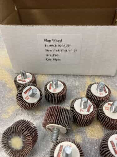 box-of-10-superior-21039-flap-wheel-mandrel-1-x-5-8-x-1-4-20-aluminum-oxide-p60