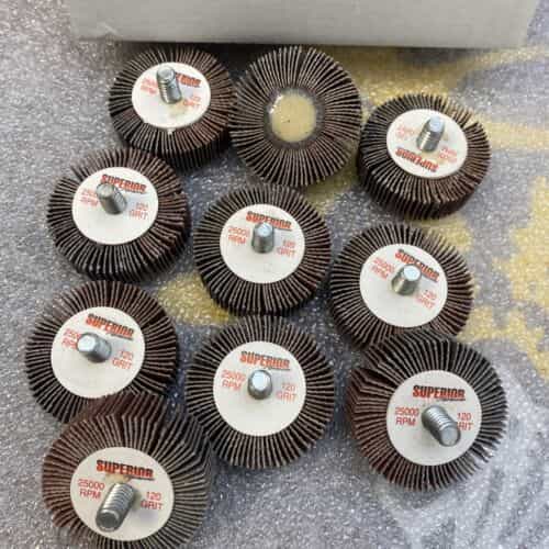 10-superior-10169-flap-wheel-mandrel-1-1-2-x-1-2-x-1-4-20-aluminum-oxide-p120