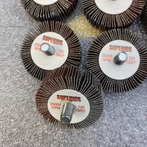 10-superior-10169-flap-wheel-mandrel-1-1-2-x-1-2-x-1-4-20-aluminum-oxide-p120