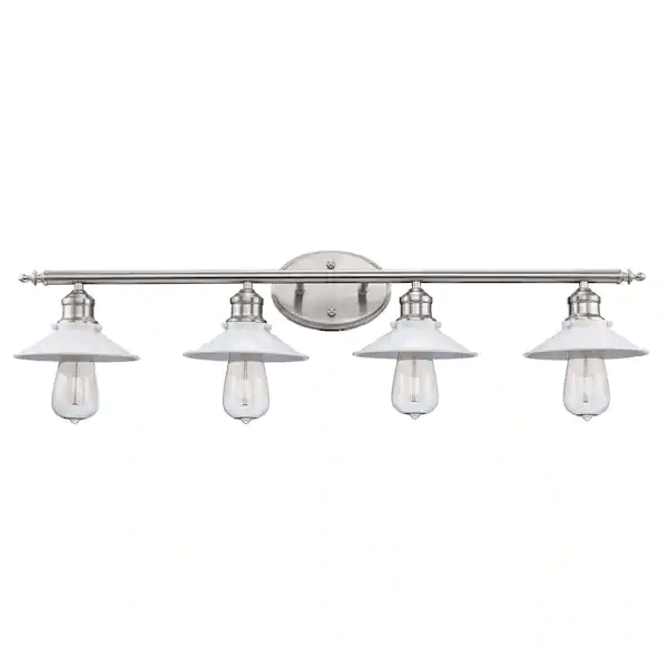 Hampton Bay 20514 WHBN Glenhurst 4Light White and Brushed Nickel