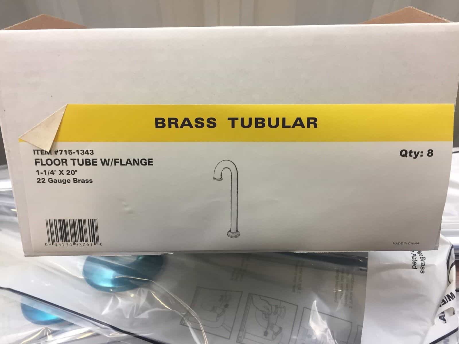 lot-of-8-floor-tube-w-flange-1-1-4-x-20-1-2-22-gauge-brass-chrome-plated