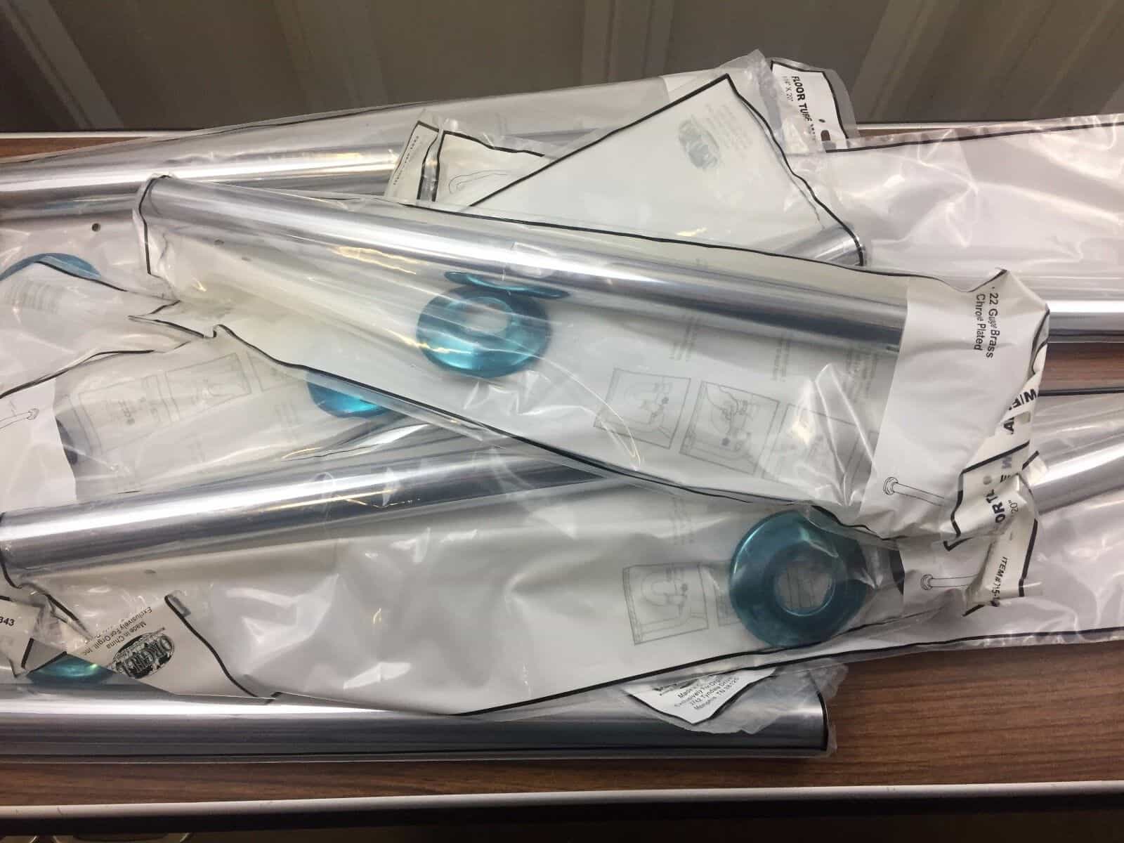 lot-of-8-floor-tube-w-flange-1-1-4-x-20-1-2-22-gauge-brass-chrome-plated