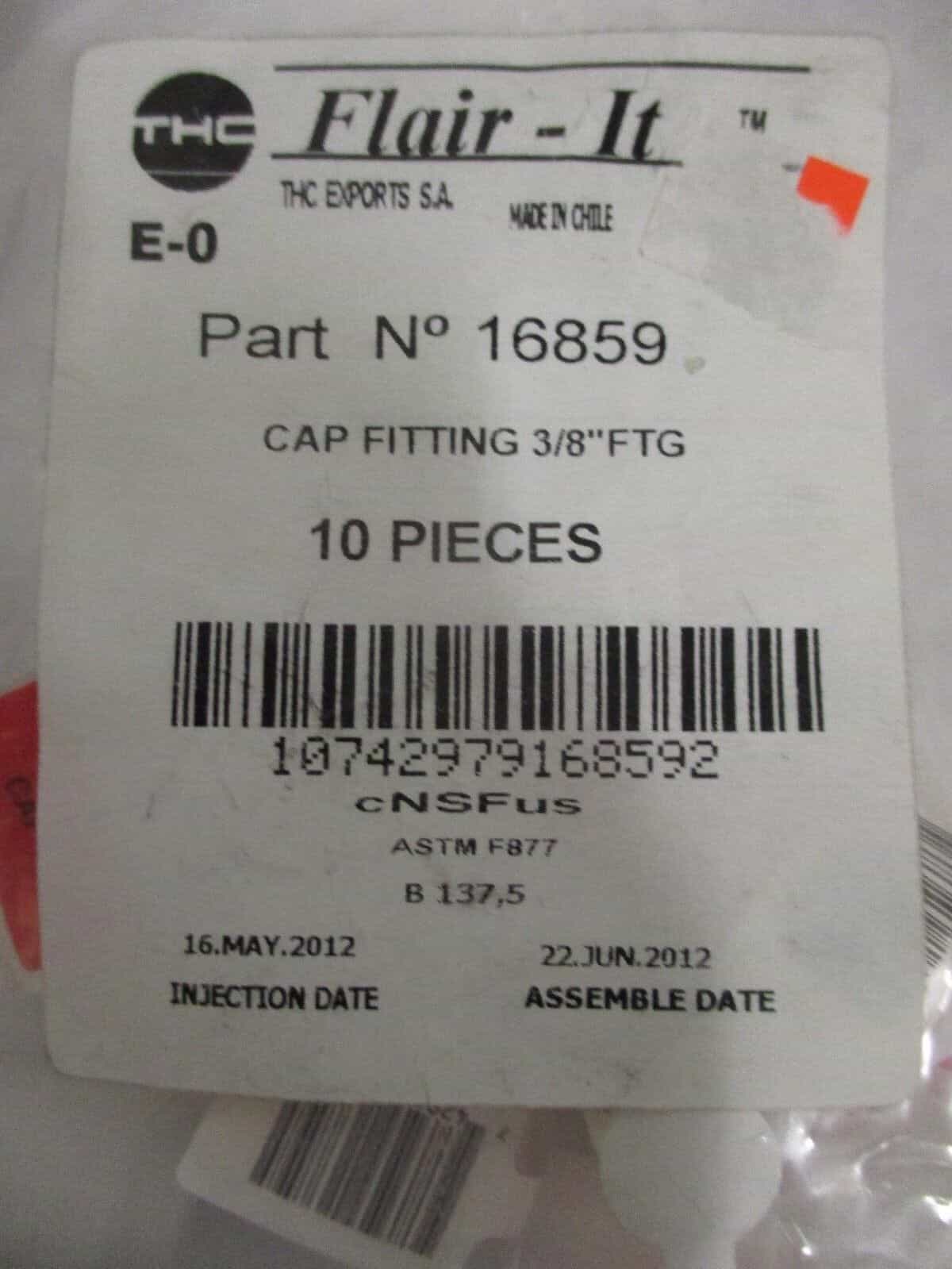 flair-it-16859-plastic-cap-fitting-3-8-lot-of-10-new-w-tag