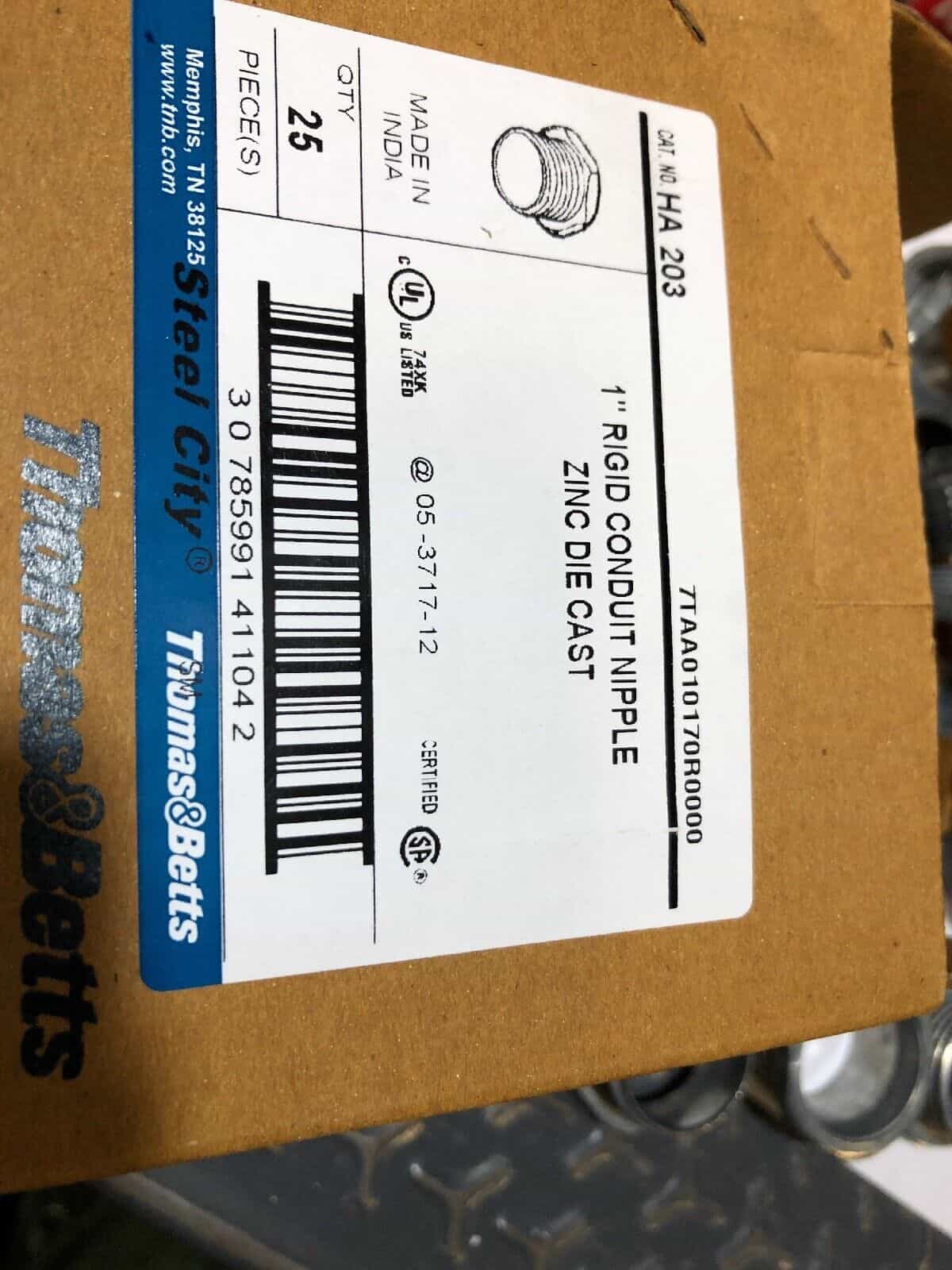 box-of-25-thomas-betts-ha-203-rigid-conduit-nipple-1-zinc-die-cast