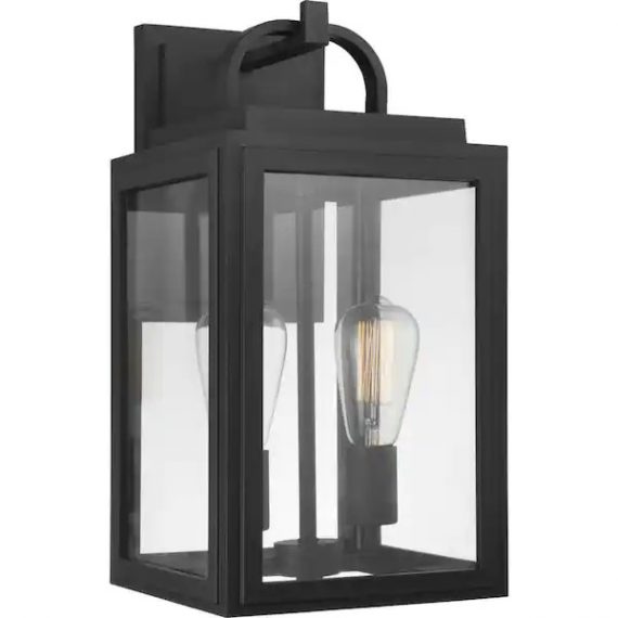 progress-lighting-p560176-031-grandbury-collection-2-light-textured-black-clear-glass-farmhouse-outdoor-medium-wall-lantern-light