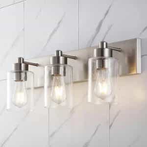 JONATHAN Y JYL7557A Irving 22 in. 3-Light Nickel Seeded Glass/Iron Modern Contemporary LED Vanity Light