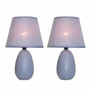 Simple Designs LT2009-PRP-2PK 9.45 in. Purple Mini Egg Oval Ceramic Table Lamp (2-Pack)