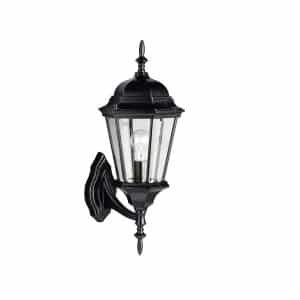 KICHLER 9653BK Madison 20 in. 1-Light Black Outdoor Light Wall Sconce with Clear Beveled Glass (1-Pack)