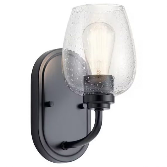 kichler-44381bkcs-valserrano-1-light-black-bathroom-indoor-wall-sconce-with-clear-seeded-glass-shade