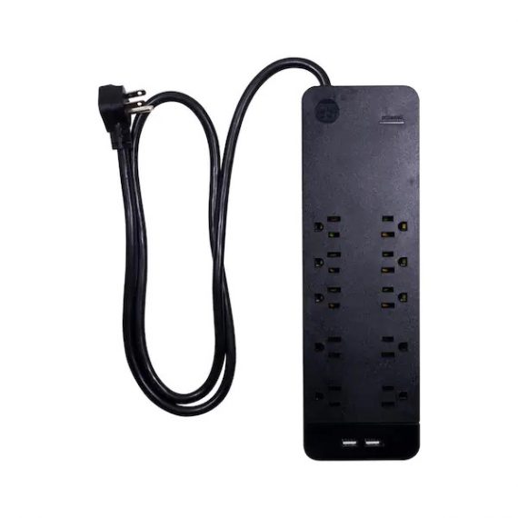 ge-37746-4-ft-16-3-10-outlet-3540j-surge-protector-power-strip-extension-cord-with-usb-hub-black