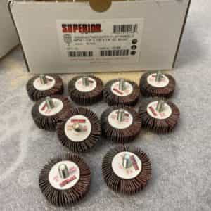 BOX OF 10 Superior 10168 Flap Wheel Mandrel 1-1/2 x 1/2 x 1/4-20 80GRIT  AO