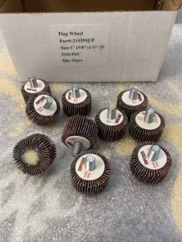 BOX OF 10 Superior 21039 Flap Wheel Mandrel 1 x 5/8 x 1/4-20 Aluminum Oxide P60