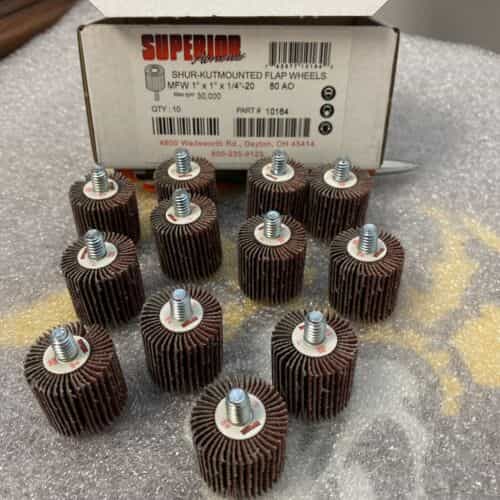 BOX OF 10 Superior 21003 Flap Wheel Mandrel 1 x 1 x 1/4-20 Aluminum Oxide P120