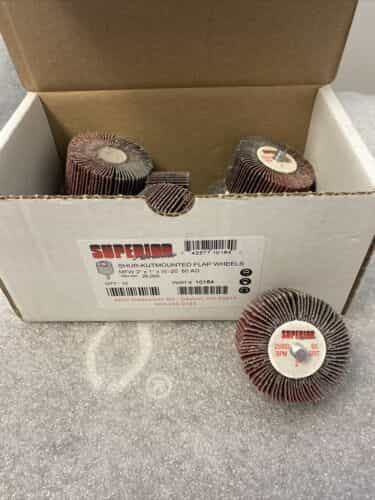 BOX OF 10 Superior 10184 Flap Wheel Mandrel 2″ x 1″ x 1/4″-20  P60 AO