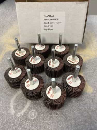 BOX OF 10 Superior 20050 Flap Wheel Mounted 1-1/2″ x 1″ x 1/4  P180