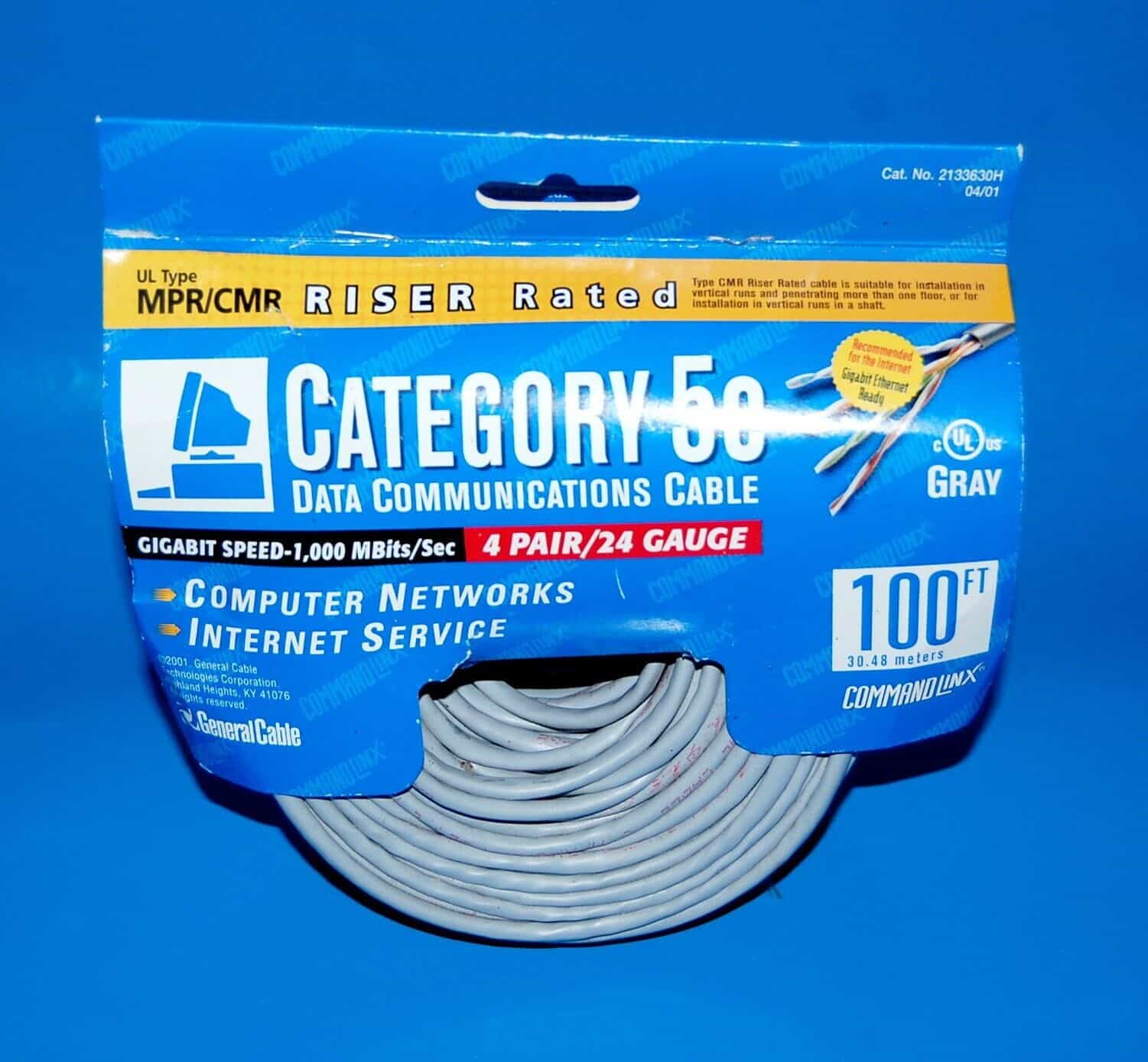 General Cable 100 FT OF CATEGORY 5e 4 Pair/24 Gauge RISER RATED Cable | Gray