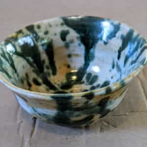 Green/White/Brown Homemade Pottery Bowl