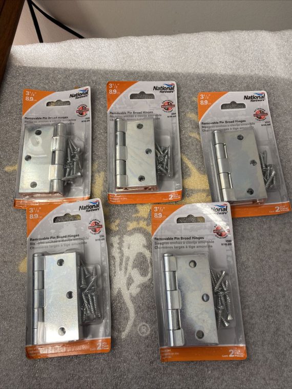 LOT OF 5 National Hardware N195-669 V504 Removable Pin Broad Hinges 2 PACK