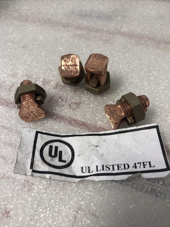 Lot of (4) NSI N4 Copper Split Bolt Wire Connector R46, T414 STR