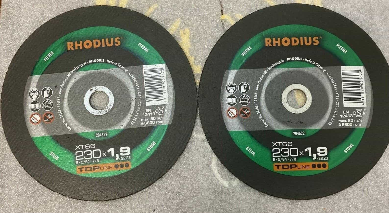 LOT OF 2 Rhodius XT 66 204622 Cutting Disc Straight 230 mm 22.23 mm