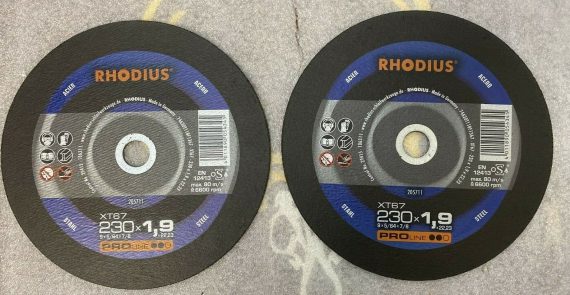 LOT OF 2 Rhodius XT67 205711 Cutting Disc Straight 230 mm 22.23 mm