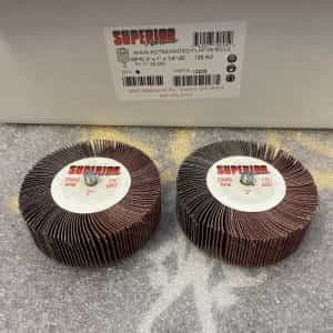 LOT OF 3 Superior 10185 Flap Wheel Mandrel 2″ x 1″ x 1/4″-20 P80 AO