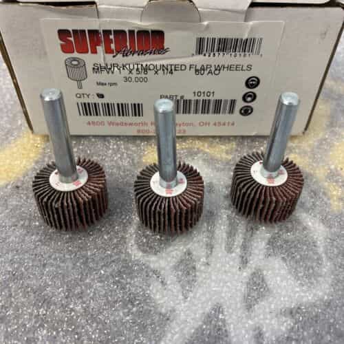 LOT OF 10 Superior 10103 Flap Wheel Mounted 1″ x 5/8″ x 1/4″ P120 AO