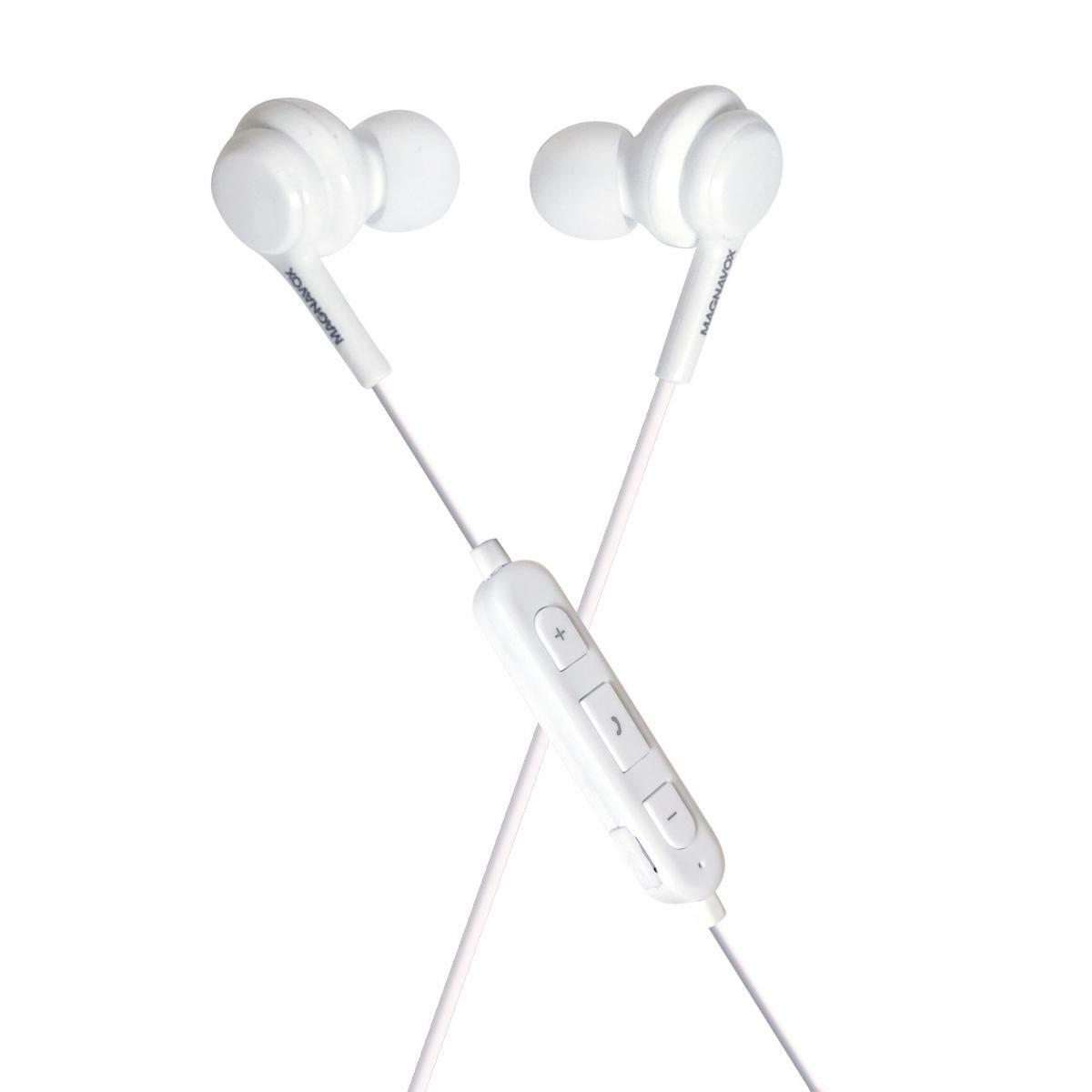 Magnavox MBH552-WH In-Ear Bluetooth Stereo Ear Buds with Microphone, White