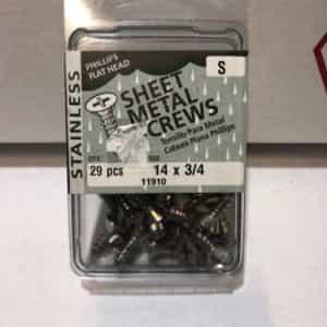 MIDWEST #14 X 3/4 INCH PHILLIPS SS FLAT HEAD SHEET METAL SCREWS PACK OF 29