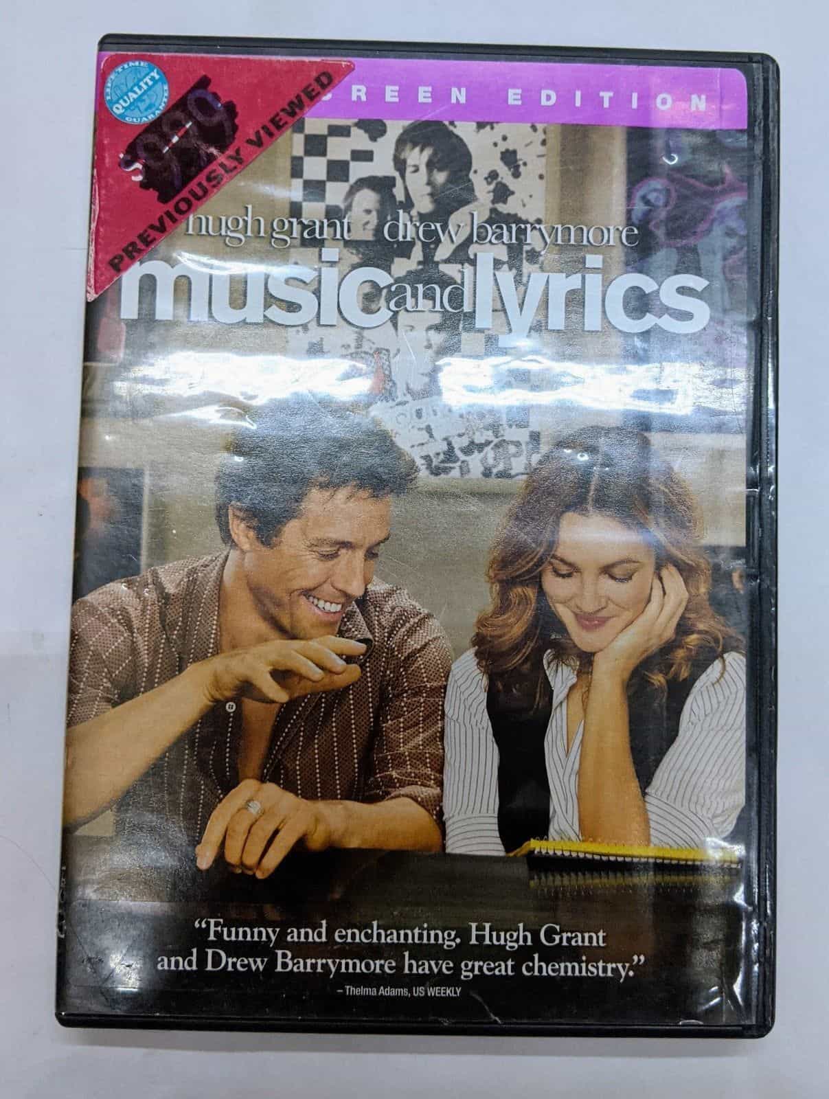 Music And Lyrics Fullscreen Edition DVD Movie