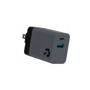 Nimble Eco-Friendly WALLY Mini 20W USB Type C Dual Wall Charger, Gray