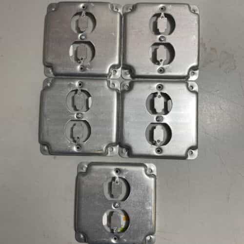 RS12 Lot of 5 Steel City Duplex Receptacle Square Device Cover NEW