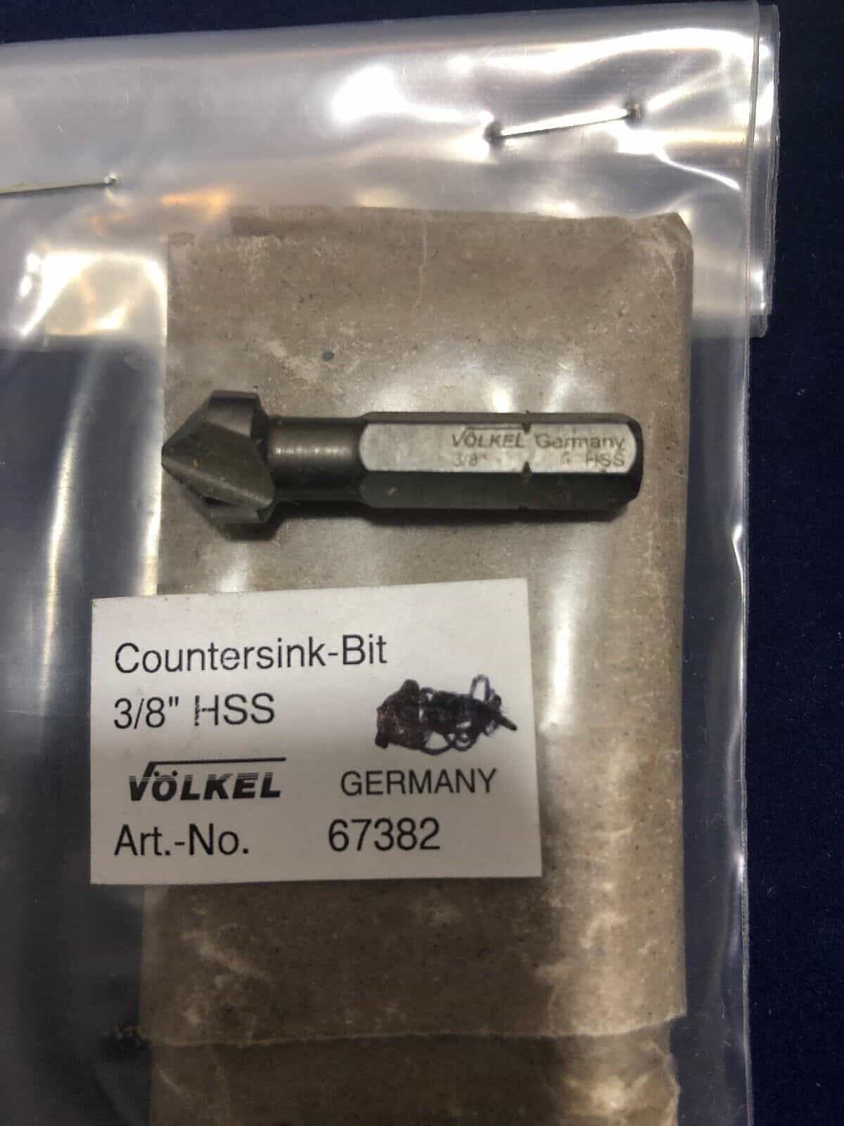 VOLKEL #67382 3/8″ COUNTERSINK HSS-G BIT 1/4″ SQUARE DRIVE
