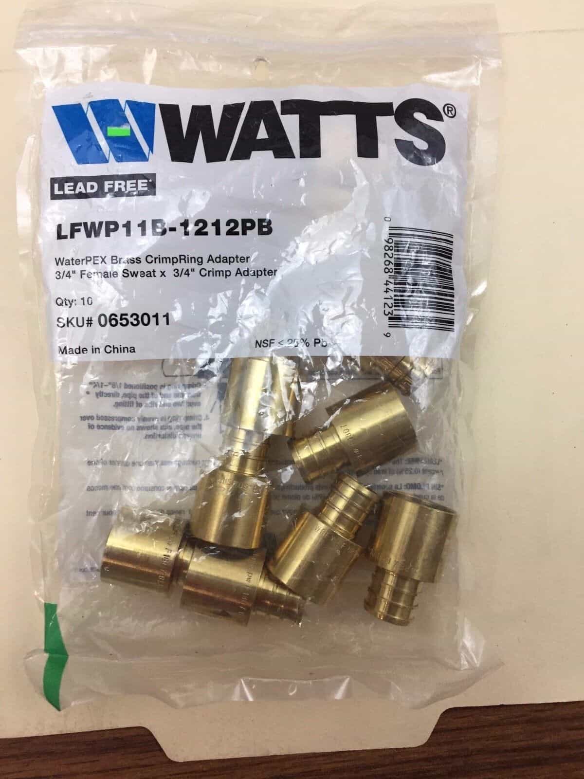Watts LFWP11B-1212PB 0.75 in. Lead Free Brass Barb Insert x 0.75 in. Female Pipe
