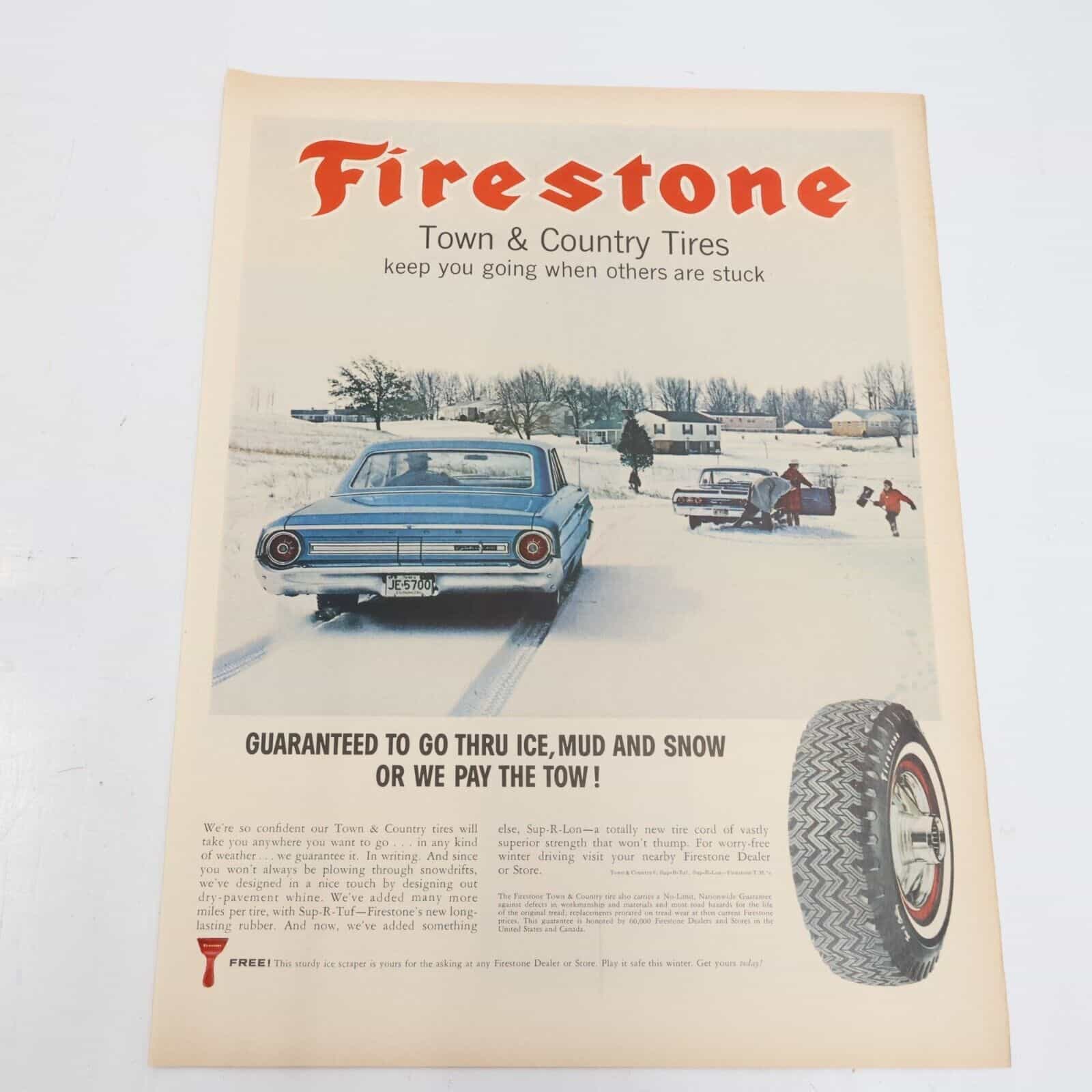 1964 Firestone Town & Country Tires Breck Shampoo Concentrate Print Ad 10.5×13.5