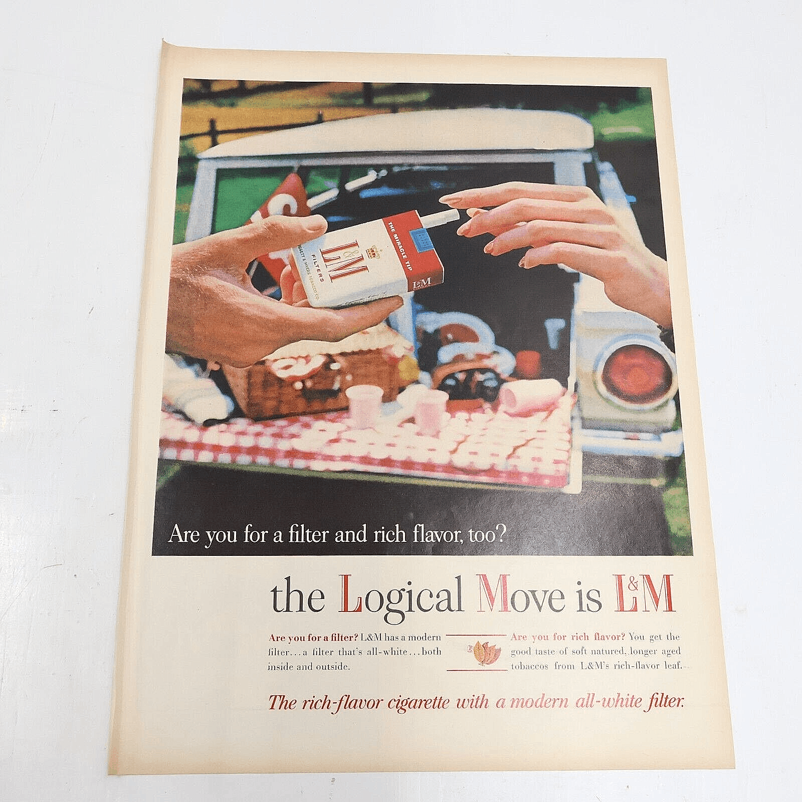 1964 L&M Filter Cigarettes Contac Beatnik Bandit Print Ad 10.5×13.5