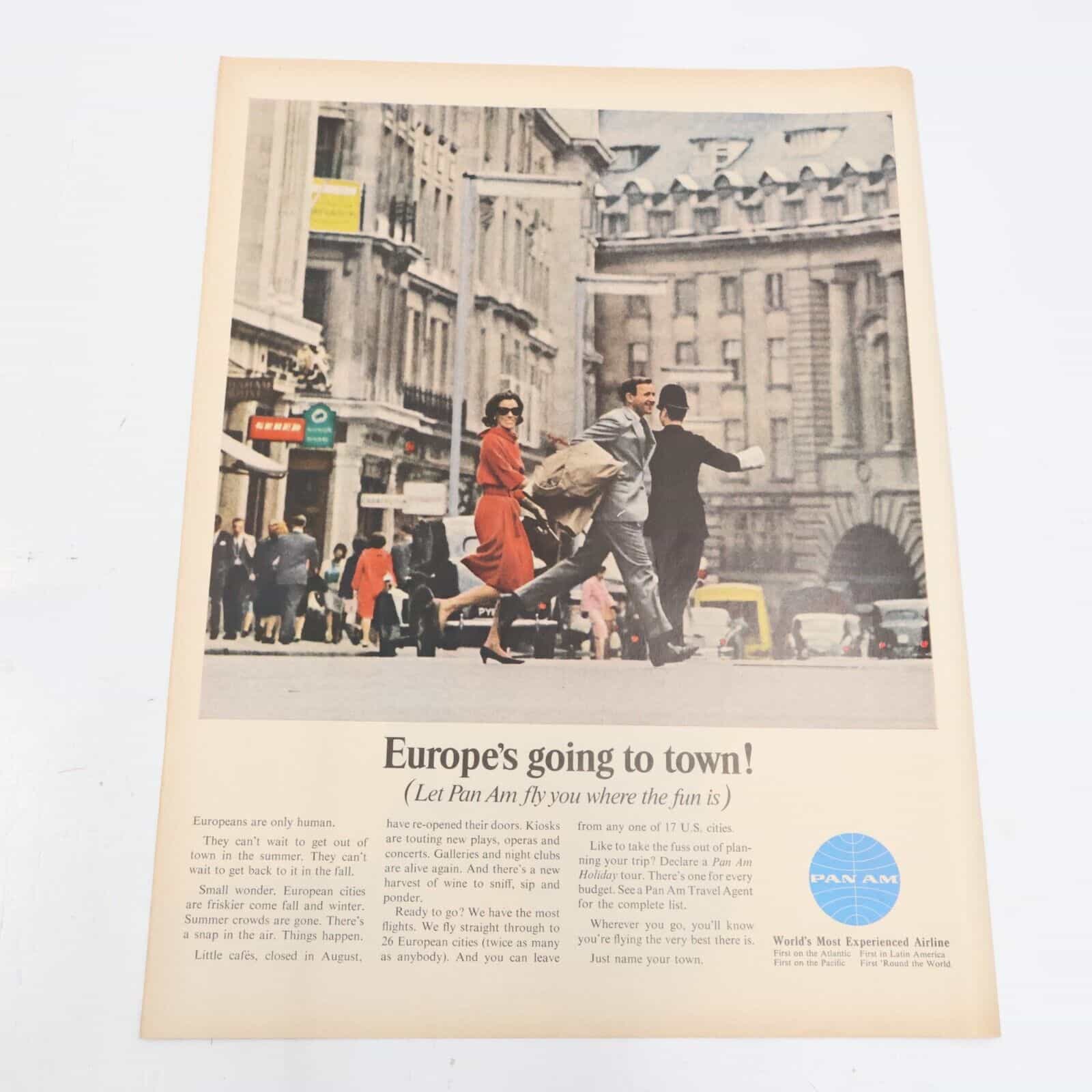 1964 Pan Am Airlines The Continental Insurance Company Fox Print Ad 10.5×13.5