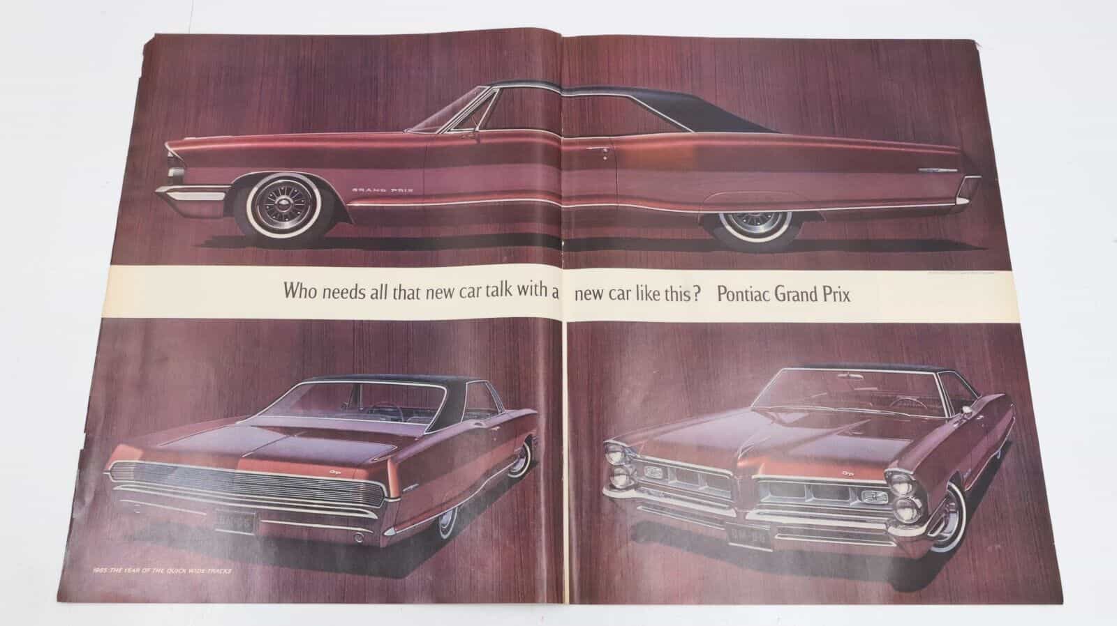 1964 Pontiac Grand Prix Wide Track Car Old Forester Whisky Two Page Print Ad